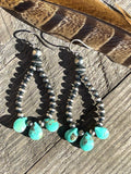 Navajo Pearl and Turquoise Tear Drop Earrings