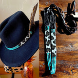 Turquoise and Cheetah ; The Boujee Cowgirl, Gemstone Hatband, Turquoise Hatband