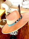 Turquoise and Cheetah ; The Boujee Cowgirl, Gemstone Hatband, Turquoise Hatband