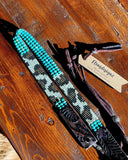 Turquoise and Cheetah ; The Boujee Cowgirl, Gemstone Hatband, Turquoise Hatband