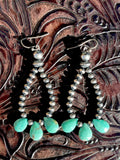 Navajo Pearl and Turquoise Tear Drop Earrings