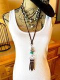 Silver Bicone and Kingman Turquoise Necklace