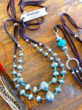 Silver Bicone and Kingman Turquoise Necklace