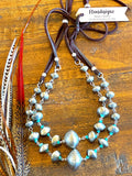 Silver Bicone and Kingman Turquoise Necklace