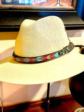 Southwestern Hatband La Chula; Natural Turquoise and Leather