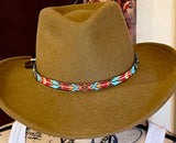 Southwestern Hatband La Chula; Natural Turquoise and Leather