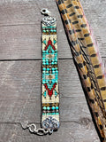 Sterling Silver & Turquoise Loomed Cuff ~ Shoshone