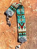 Sterling Silver & Turquoise Loomed Cuff ~ Shoshone