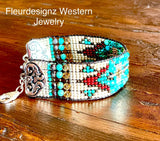 Sterling Silver & Turquoise Loomed Cuff ~ Shoshone