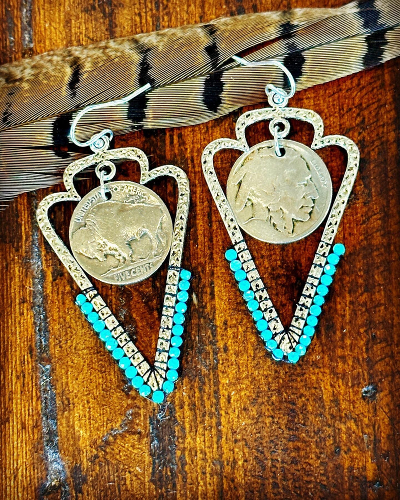 Arrowhead Earrings with Kingman Turquoise